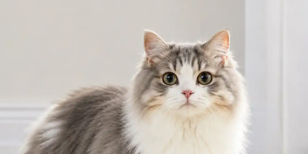 A calm fluffy silver tabby cat in warm natural morning light